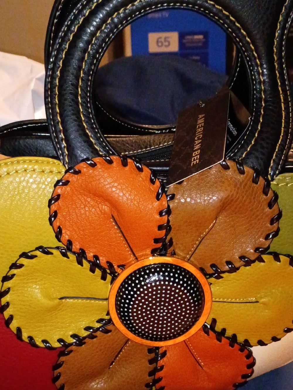 American Bee Floral Leather Tote — Yellow & Orange